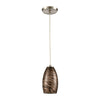 Tornado 1-Light Mini Pendant in Satin Nickel with Brown Toned and Gold Speckled Glass