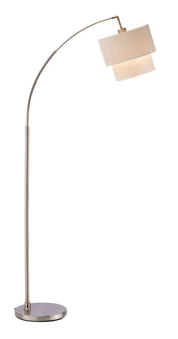 Gala Arc Lamp - Brushed Steel with Natural Shade