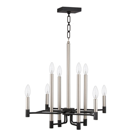 To Circuit with Love 8-Lt Chandelier - Textured Black/Brushed Nickel Ceiling Varaluz 