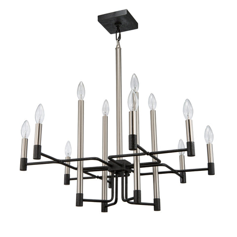 To Circuit with Love 12-Lt Chandelier - Textured Black/Brushed Nickel
