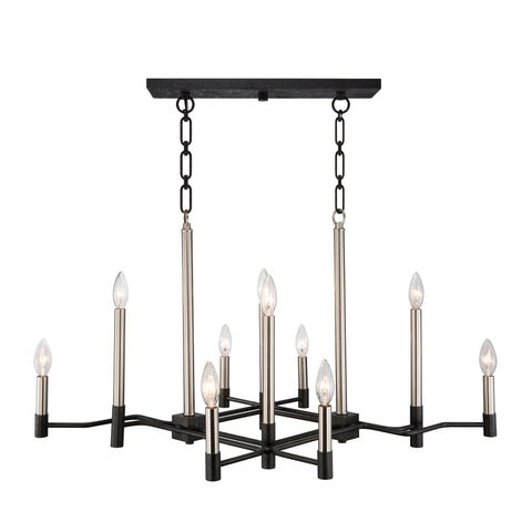 To Circuit with Love 10-Lt Linear Pendant - Textured Black/Brushed Nickel Ceiling Varaluz 