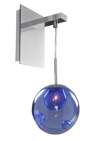 Meteor 6"w Chrome Wall Sconce with Sapphire Glass Shade Wall Kalco Sapphire 