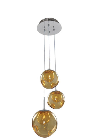 Meteor 10"w Chrome Multi Pendant with Amber Shades Ceiling Kalco Amber 