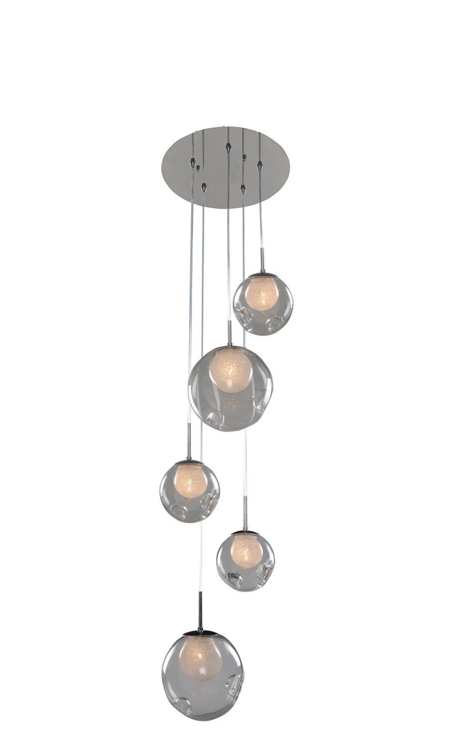 Meteor Chrome 5 Light Multi Pendant with Clear Glass Ceiling Kalco Clear 