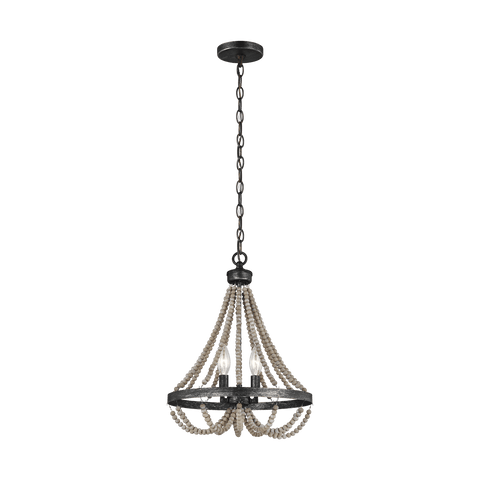 Oglesby Two Light Chandelier - Washed Pine / Stardust Ceiling Sea Gull Lighting 