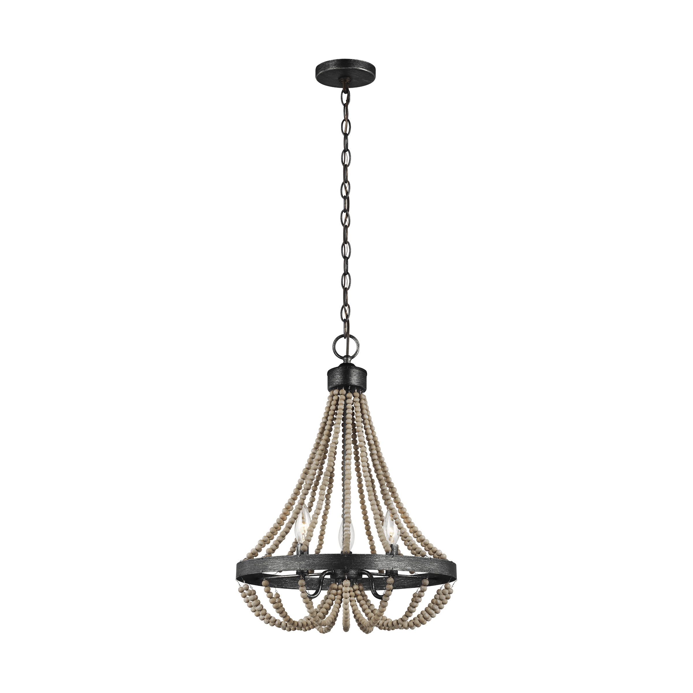 Oglesby Three Light Chandelier - Washed Pine / Stardust Ceiling Sea Gull Lighting 