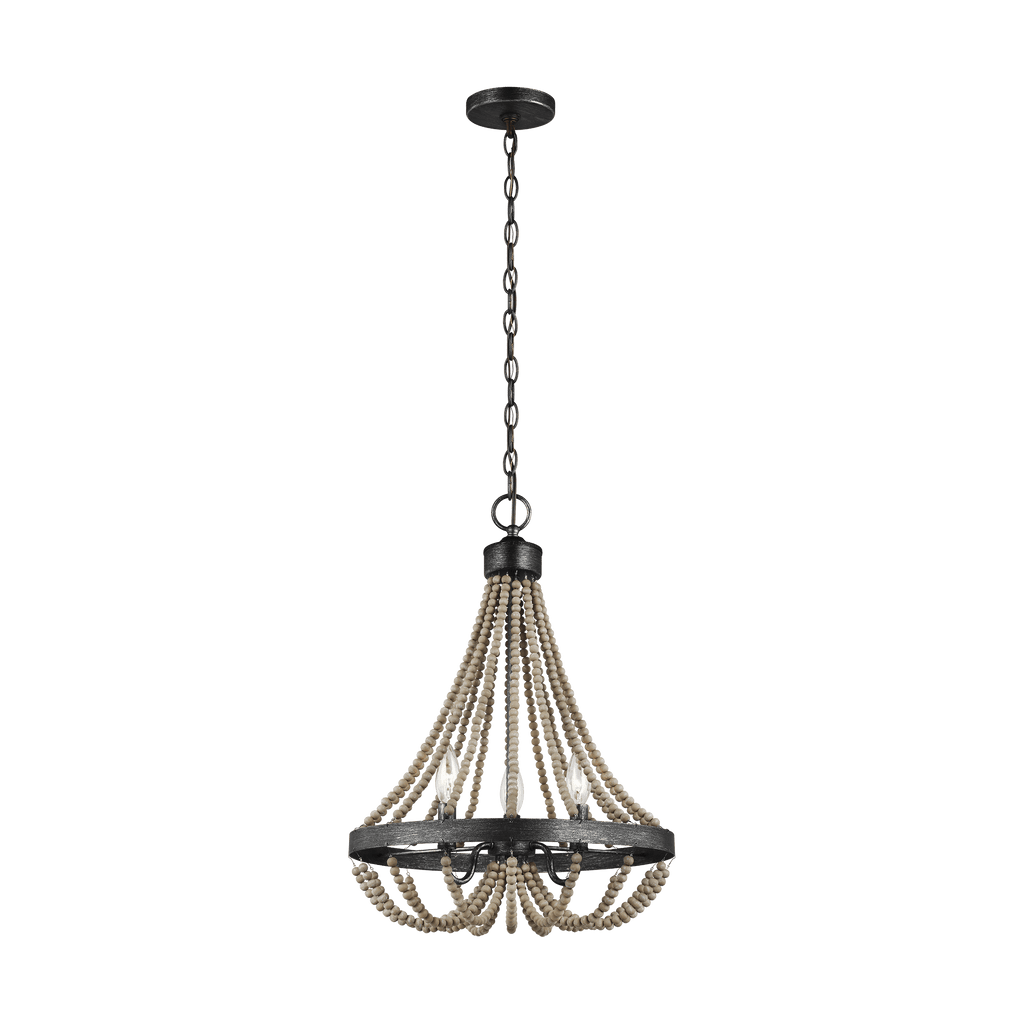 Oglesby Three Light Chandelier - Washed Pine / Stardust Ceiling Sea Gull Lighting 