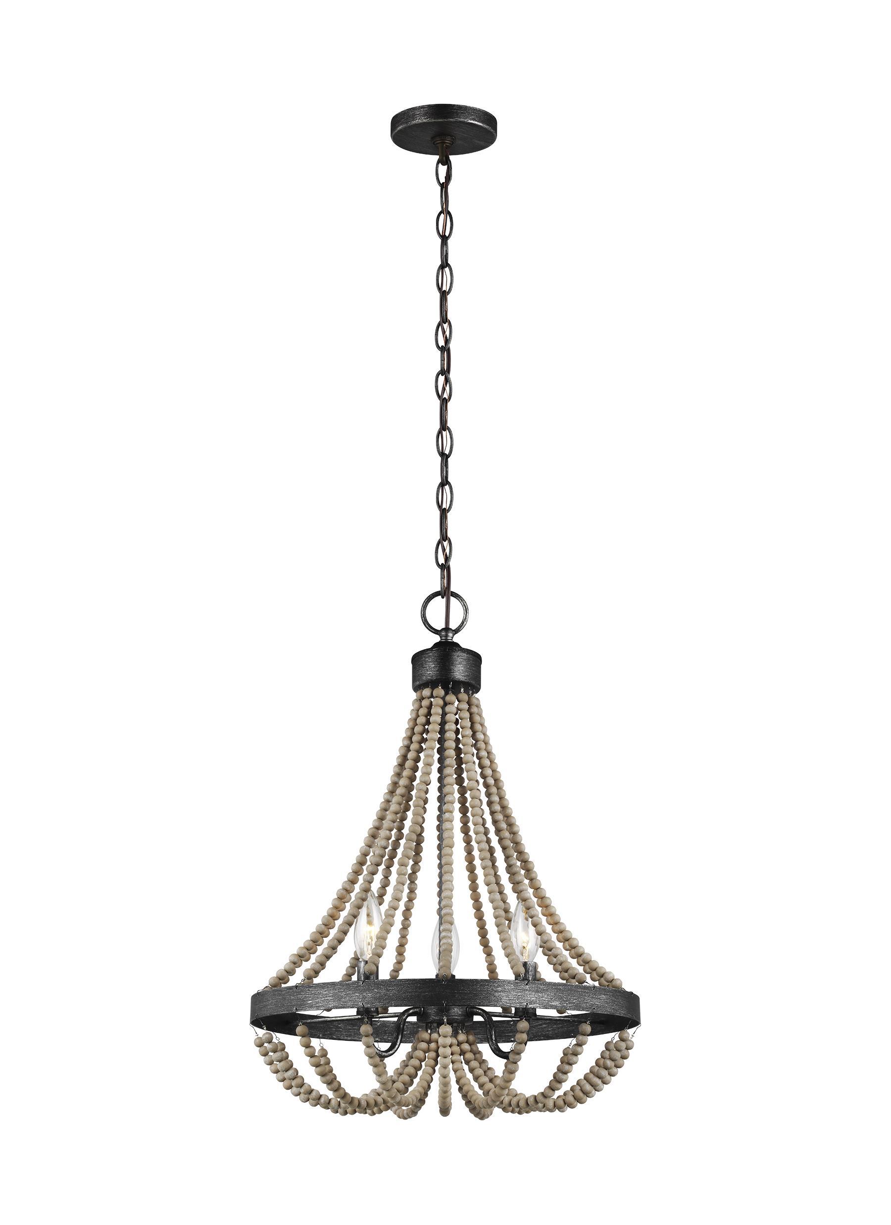 Oglesby Three Light LED Chandelier - Washed Pine / Stardust Ceiling Sea Gull Lighting 