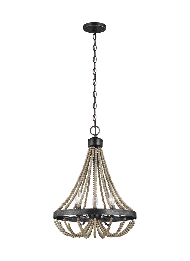 Oglesby Three Light LED Chandelier - Washed Pine / Stardust Ceiling Sea Gull Lighting 