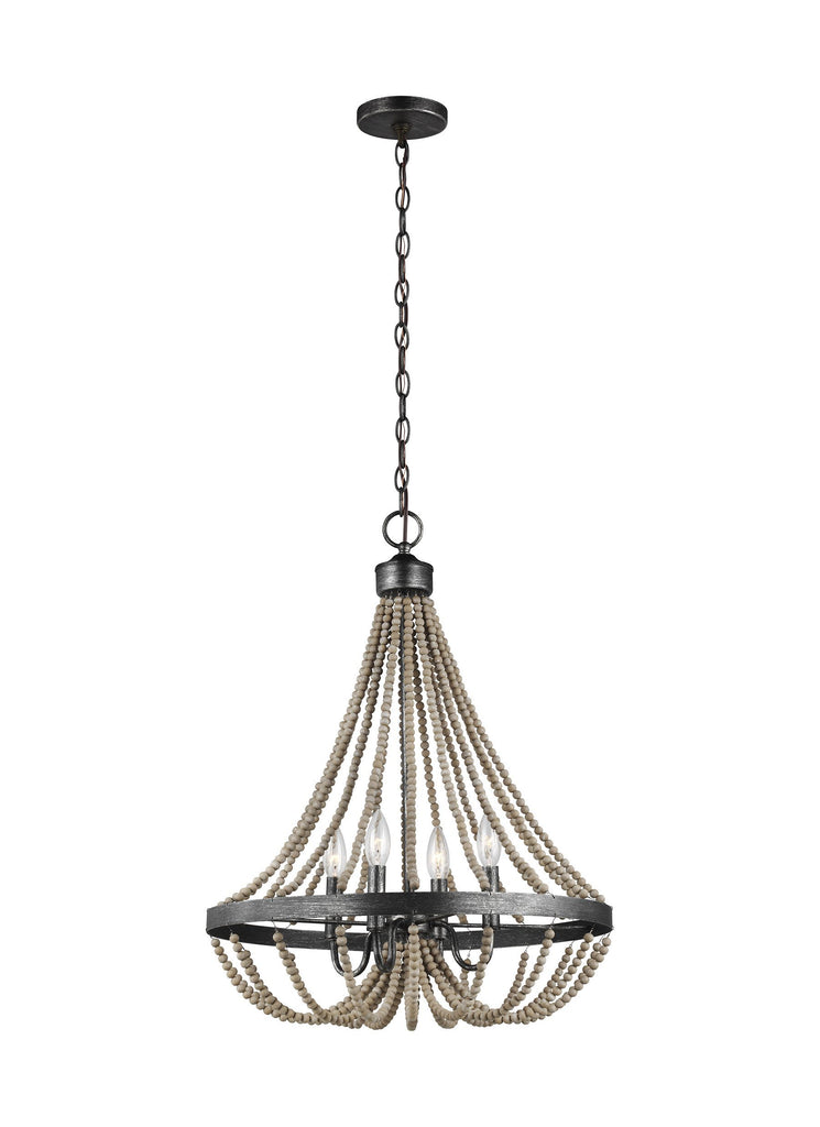 Oglesby Four Light Chandelier - Washed Pine / Stardust Ceiling Sea Gull Lighting 