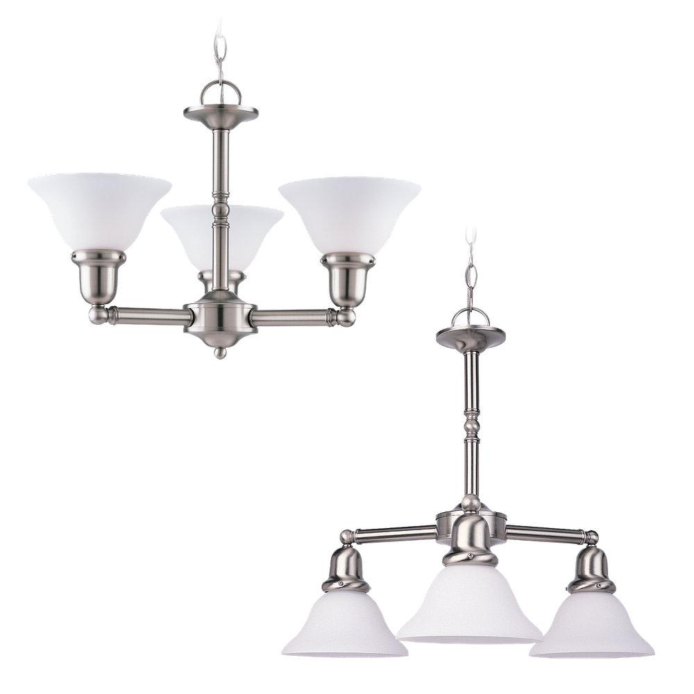 Sussex Three Light Chandelier - Brushed Nickel Ceiling Sea Gull Lighting 