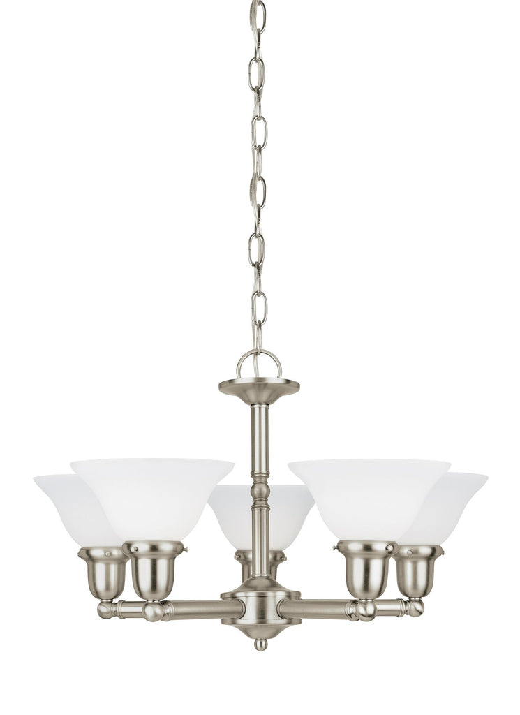 Sussex Five Light LED Chandelier - Brushed Nickel Ceiling Sea Gull Lighting 