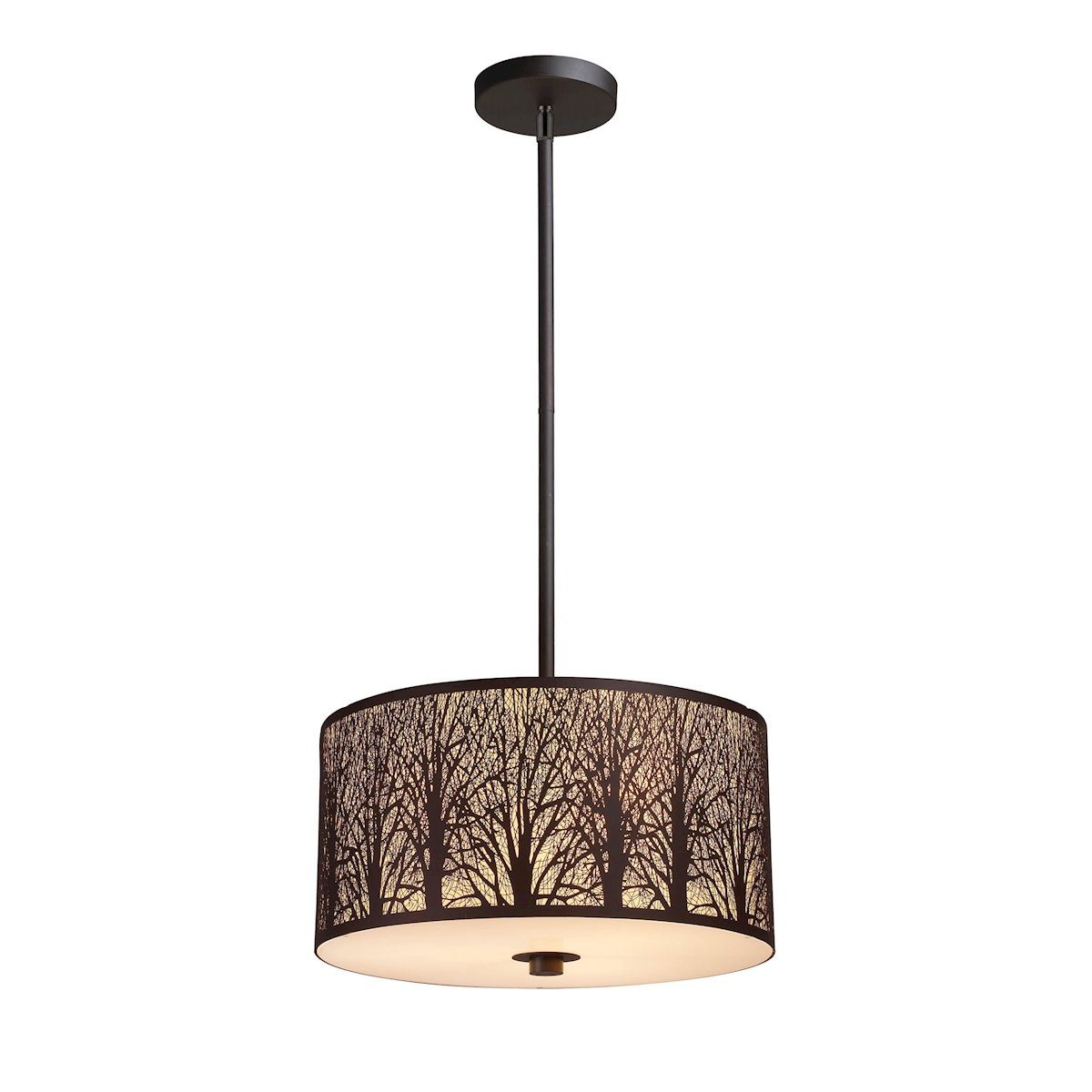 Woodland Sunrise 3 Light Pendant In Aged Bronze Ceiling Elk Lighting 