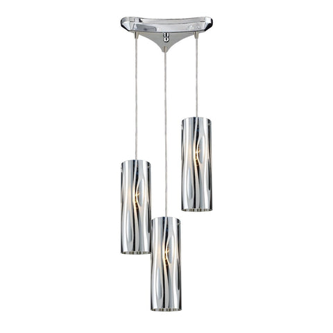 Chromia 3 Light Pendant In Polished Chrome Ceiling Elk Lighting 