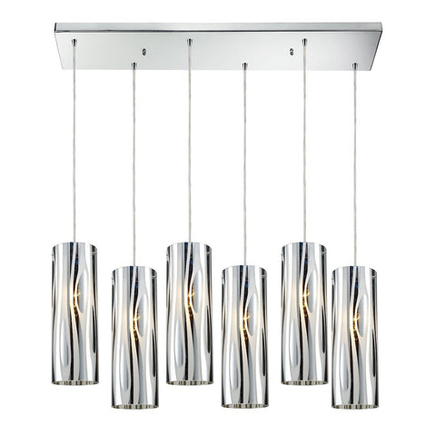 Chromia 6 Light Pendant In Polished Chrome Ceiling Elk Lighting 