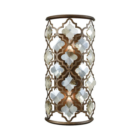 Armand 2 Light Wall Sconce In Weathered Bronze With Champagne Plated Crystal Wall Sconce Elk Lighting 