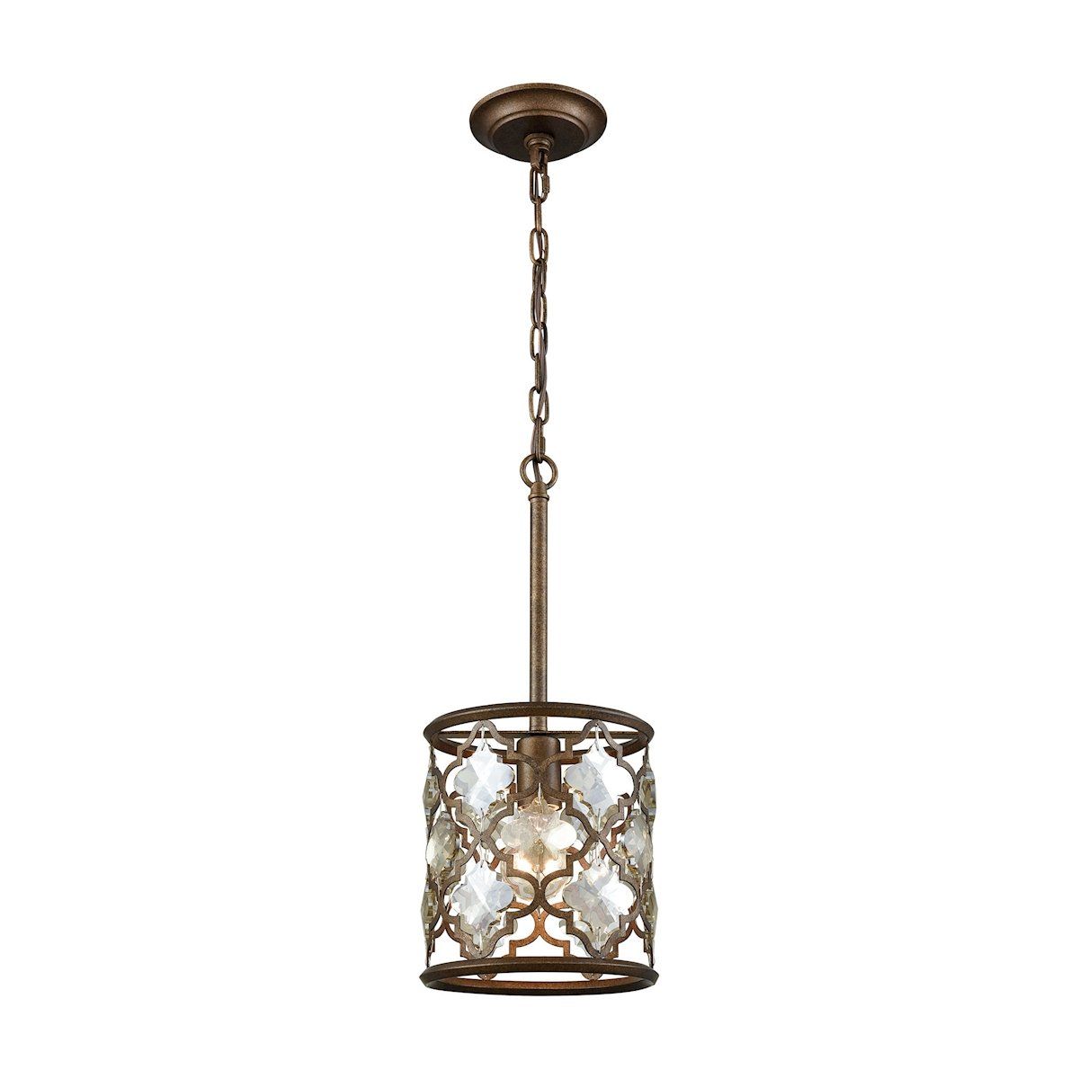 Armand Pendant In Weathered Bronze With Champagne Plated Crystal Ceiling Elk Lighting 