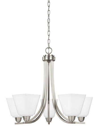 Parkfield Five Light LED Chandelier - Brushed Nickel Ceiling Sea Gull Lighting 