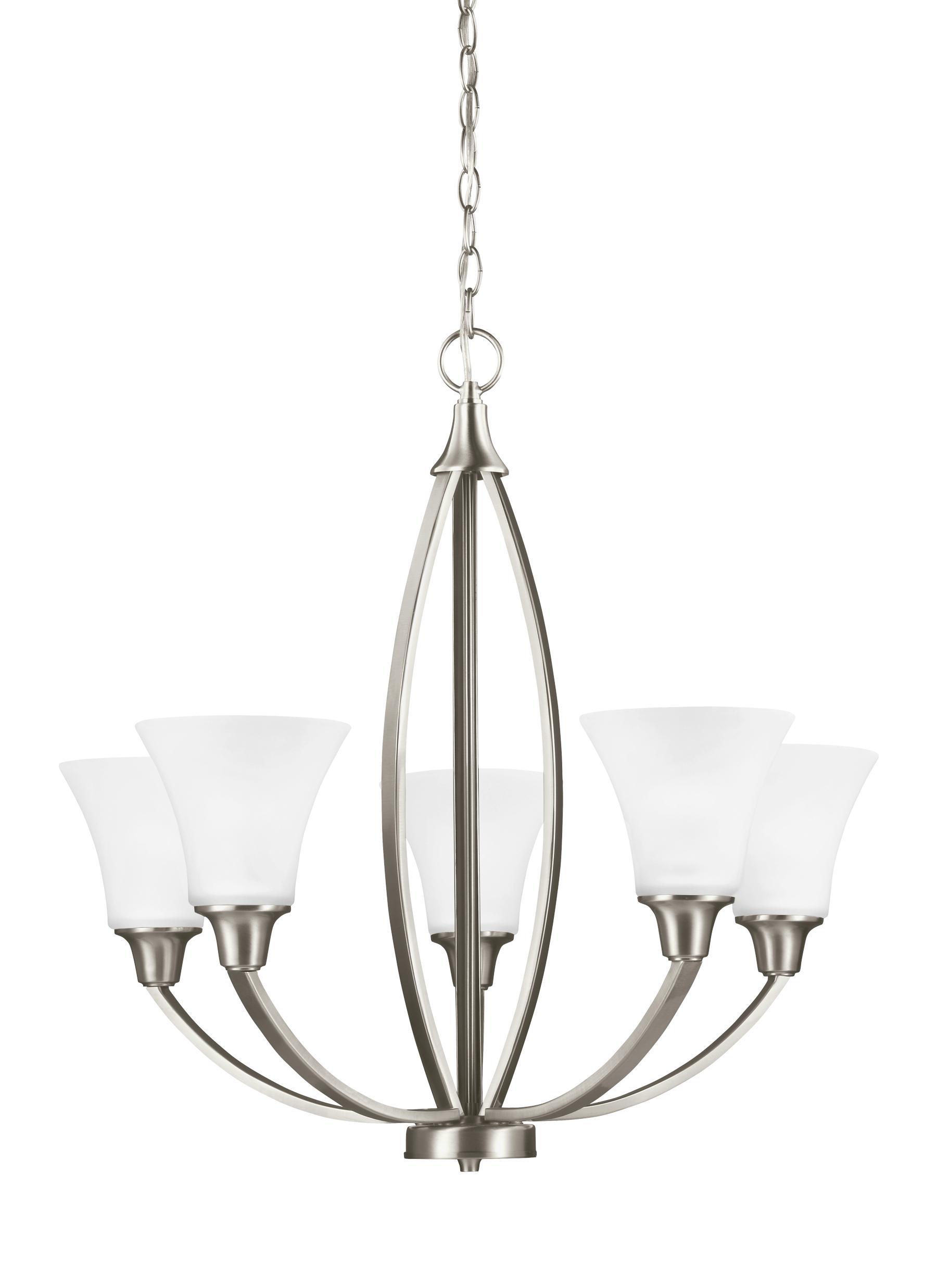 Metcalf Five Light Chandelier - Brushed Nickel Ceiling Sea Gull Lighting 