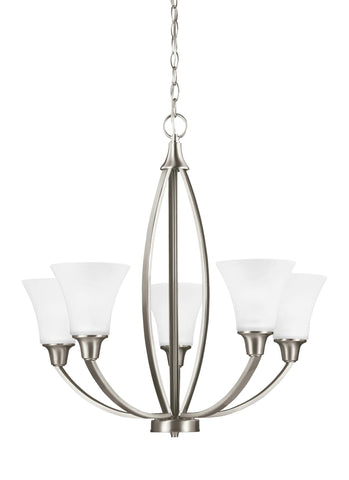 Metcalf Five Light LED Chandelier - Brushed Nickel Ceiling Sea Gull Lighting 