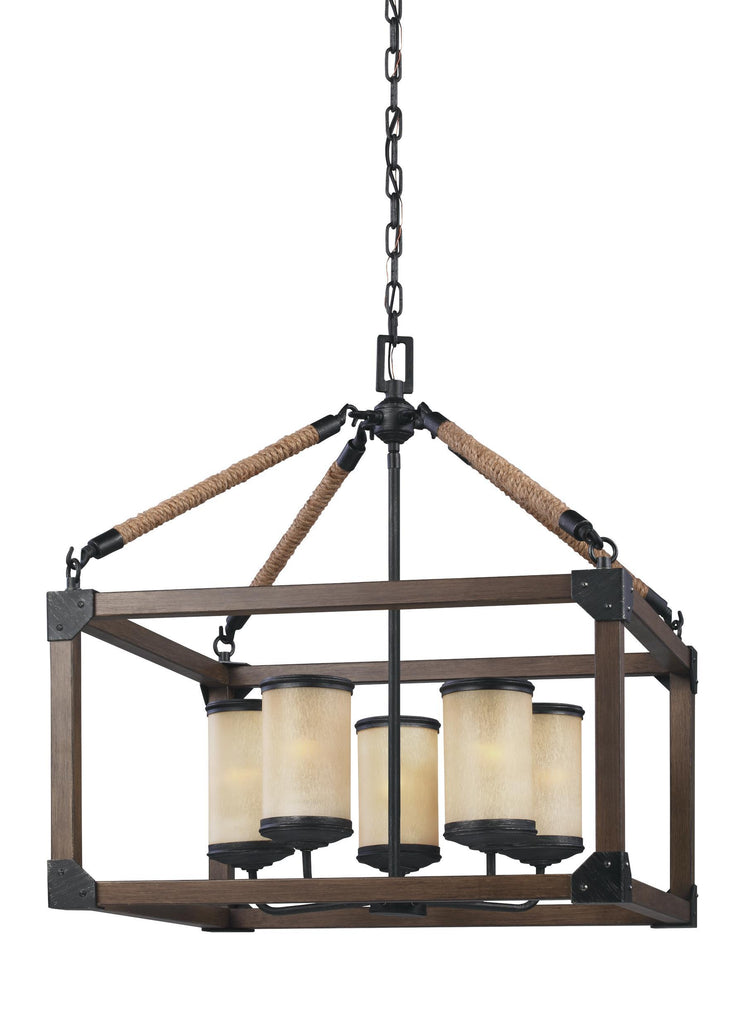 Dunning Five Light Chandelier - Stardust / Cerused Oak Ceiling Sea Gull Lighting 