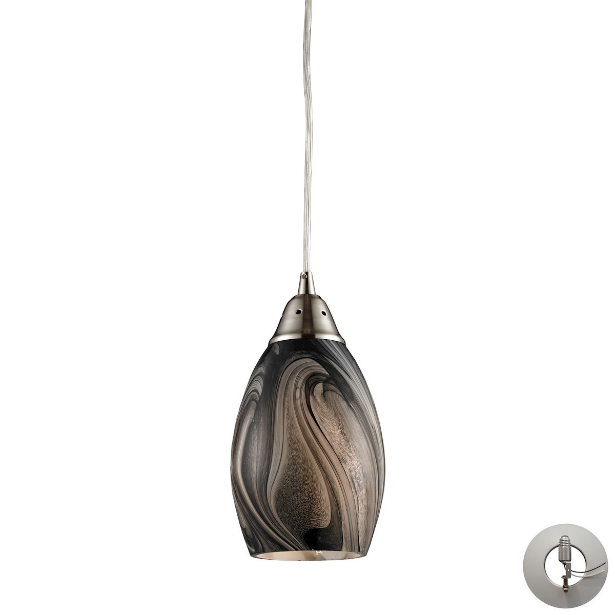 Formations Pendant In Satin Nickel And Ashflow Glass - Includes Recessed Lighting Kit Ceiling Elk Lighting 