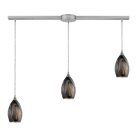 Formations 3 Light Pendant In Satin Nickel And Ashflow Glass Ceiling Elk Lighting 