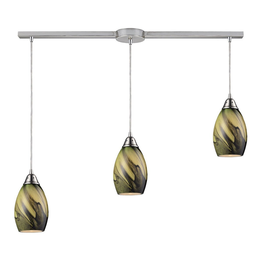Formations 3 Light Pendant In Satin Nickel And Planetary Glass Ceiling Elk Lighting 