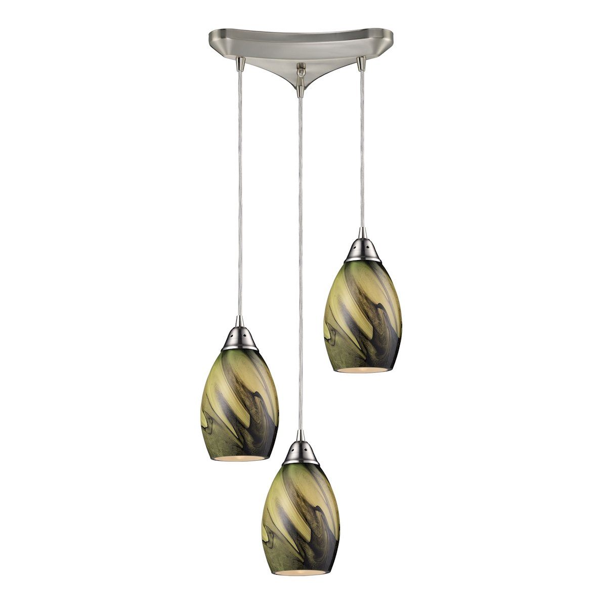 Formations 3 Light Pendant In Satin Nickel And Planetary Glass Ceiling Elk Lighting 