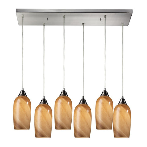 Sandstone 6 Light Pendant In Satin Nickel Ceiling Elk Lighting 