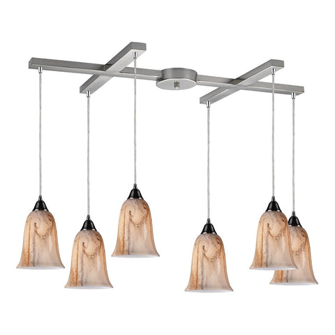 Granite 6 Light Pendant In Satin Nickel Ceiling Elk Lighting 