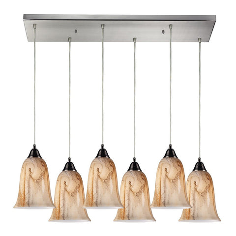 Granite 6 Light Pendant In Satin Nickel Ceiling Elk Lighting 