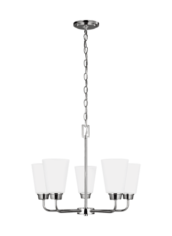 Kerrville Five Light Chandelier - Chrome Ceiling Sea Gull Lighting 