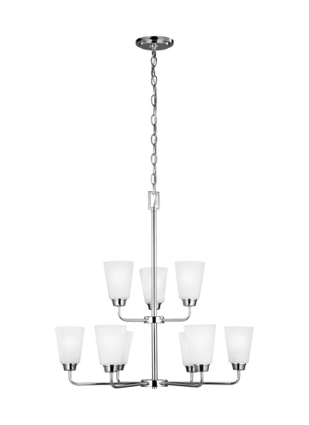 Kerrville Nine Light Chandelier - Chrome Ceiling Sea Gull Lighting 