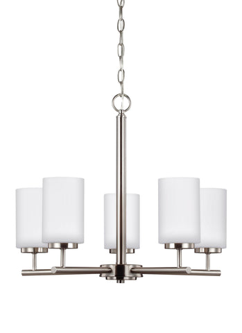 Oslo Five Light Chandelier - Brushed Nickel Ceiling Sea Gull Lighting 