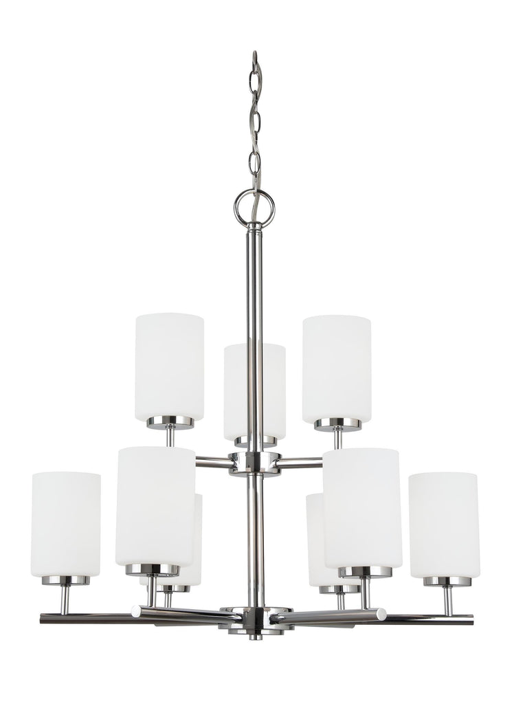 Oslo Nine Light LED Chandelier - Chrome Ceiling Sea Gull Lighting 