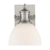 Hines 8"h Adjustable Wall Sconce / Flush Mount - Pewter with Opal Glass Wall Golden Lighting 
