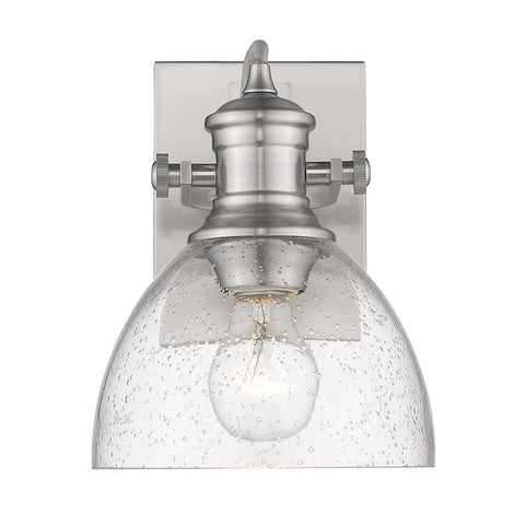 Hines 8"w Adjustable Wall Sconce / Flush Mount - Pewter with Seeded Glass Ceiling Golden Lighting 