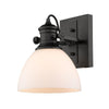 Hines Wall Sconce/Vanity Light in Black with Opal Glass Wall Golden Lighting 