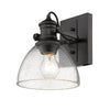 Hines Wall Sconce/Vanity Fixture - Black with Seeded Glass Wall Golden Lighting 