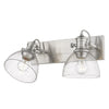 Hines 18"w Pewter Bath Vanity Light with Seeded Glass Wall Golden Lighting 