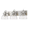 Hines 25"w Pewter Bath Vanity Light with Seeded Glass Wall Golden Lighting 
