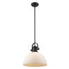 Hines 14"w Pendant in Black with Opal Glass Ceiling Golden Lighting 