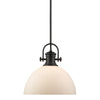 Hines 14"w Pendant in Black with Opal Glass Ceiling Golden Lighting 