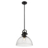 Hines 14"w Pendant in Black with Seeded Glass Ceiling Golden Lighting 