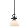 Hines Mini Pendant in Black with Opal Glass Ceiling Golden Lighting 