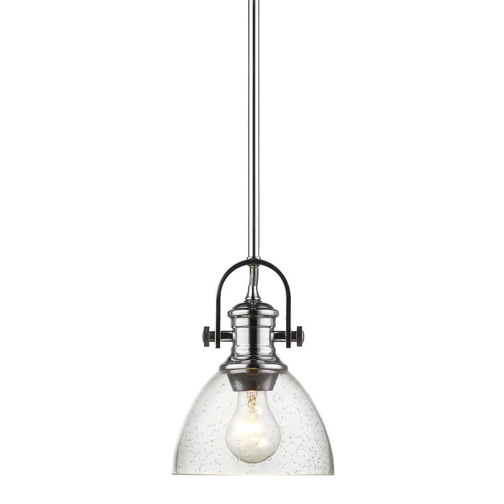 Hines Mini Pendant in Chrome with Seeded Glass Ceiling Golden Lighting 