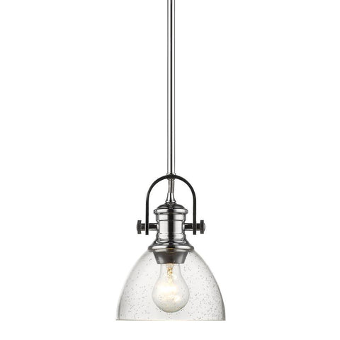 Hines Mini Pendant in Chrome with Seeded Glass Ceiling Golden Lighting 