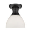 Hines 7"w Semi-flush in Black with Opal Glass Ceiling Golden Lighting 