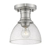 Hines 7"w Semi-flush in Pewter with Seeded Glass Ceiling Golden Lighting 